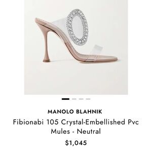 MANOLO BLAHNIK FIBIONABI 105 Crystal Embellished PVC Mules Sz 39.5